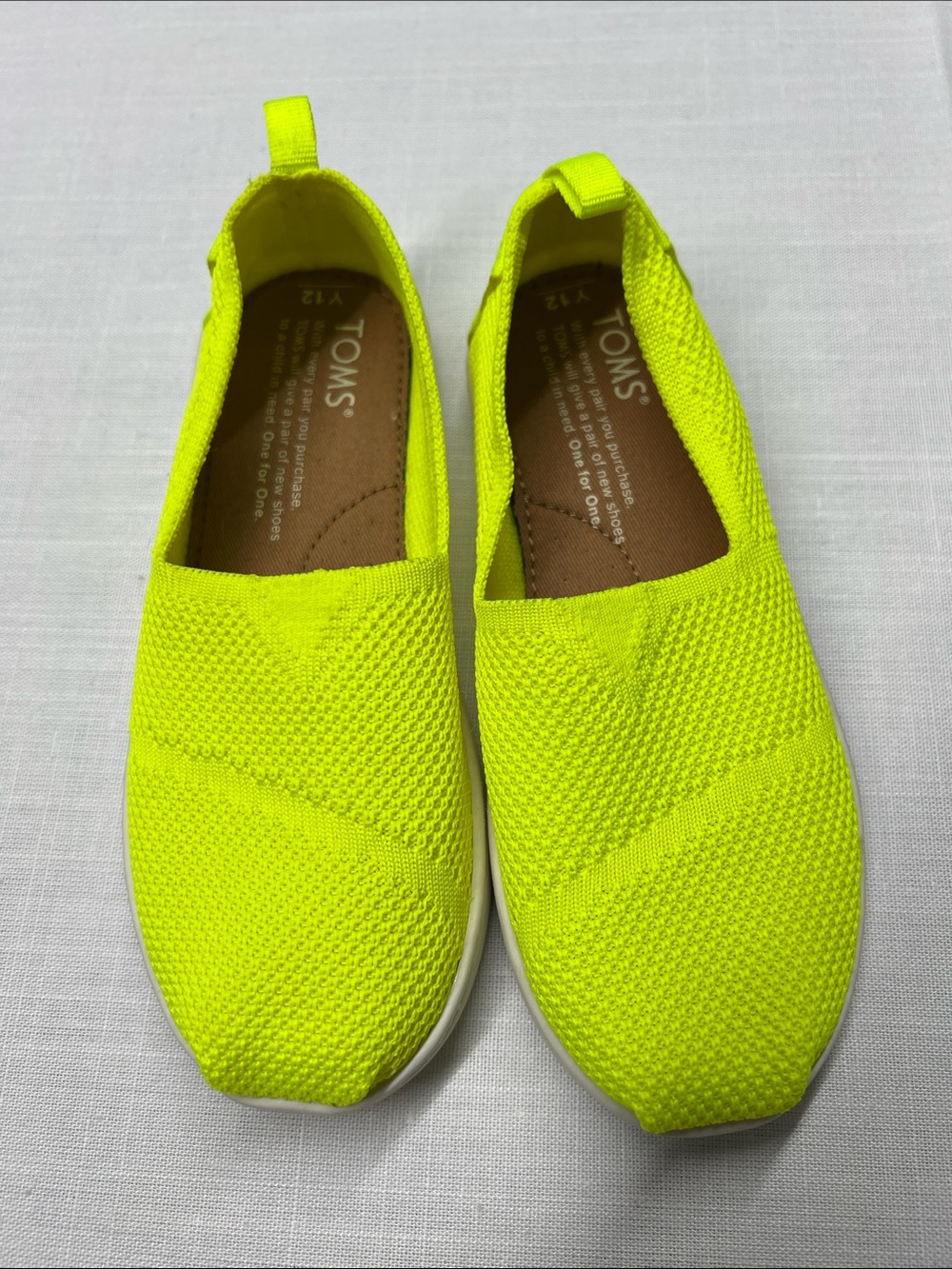 TOMS Neon Yellow Knit Slip-On Shoes NWOT